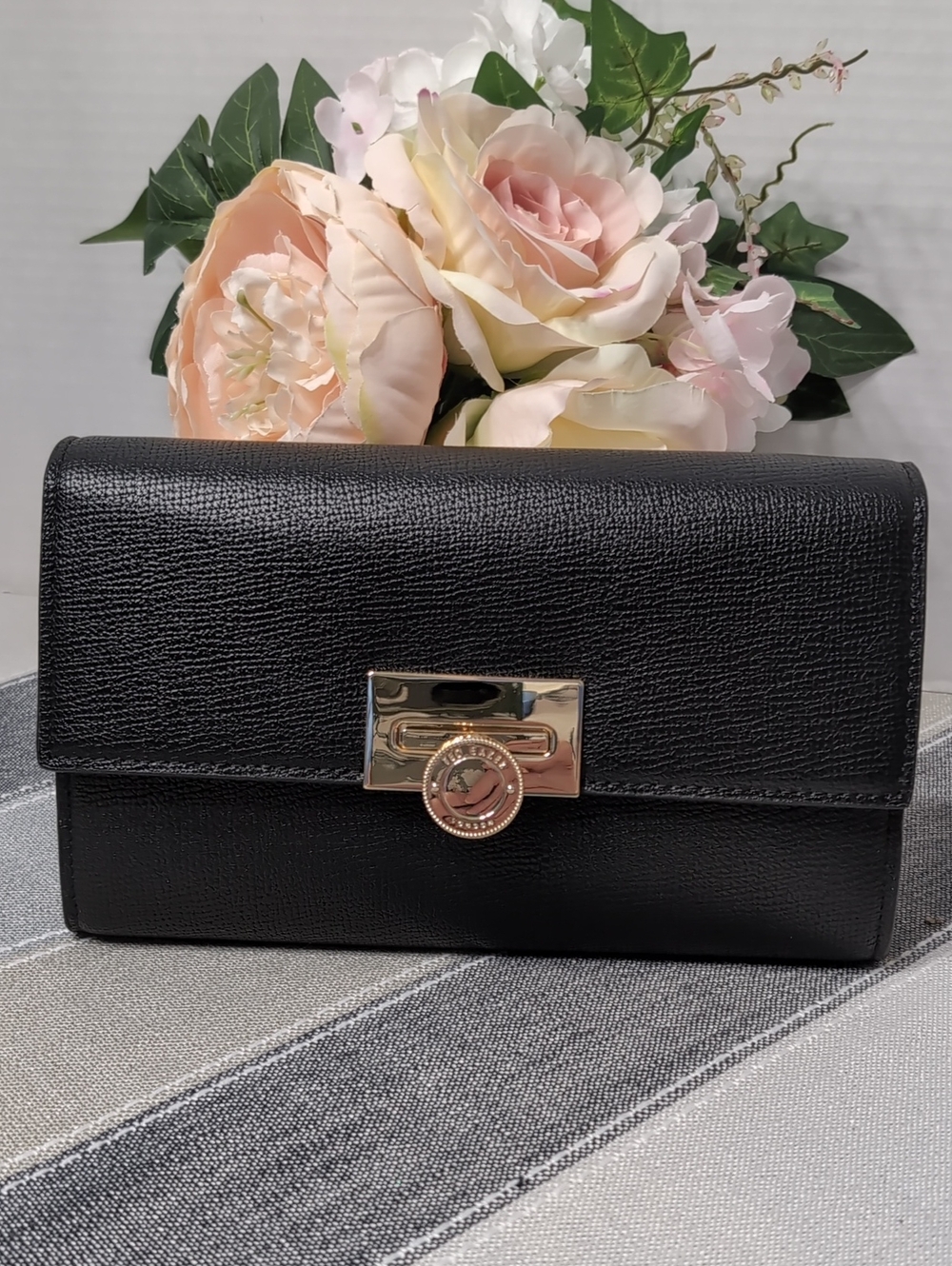 Ted Baker London Parisa Black Crossbody Wallet w/ Gold Hardware